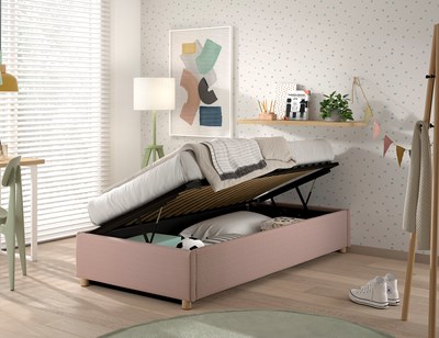 Lit enfant-MOON STORAGE CADRE DE LIT CÔTÉ LONG 90 x 200 cm BOUCLÉ ROSE-Vipack-mailleux-4