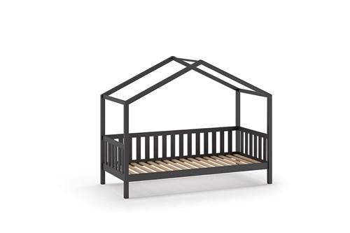 Lit enfant-DALLAS LIT CABANE AVEC GRILLE 90 x 200 cm ANTHRACITE-Vipack-mailleux-0