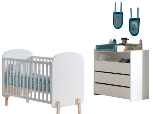 Chambres complètes-Combinaison de chambre d'enfant Kiddy blanc-Vipack-mailleux-0