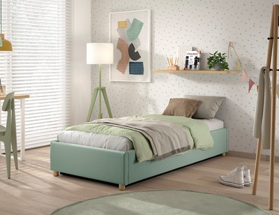 Lit enfant-MOON STORAGE CADRE DE LIT CÔTÉ COURT 90 x 200 cm BOUCLÉ VERT-Vipack-mailleux-1