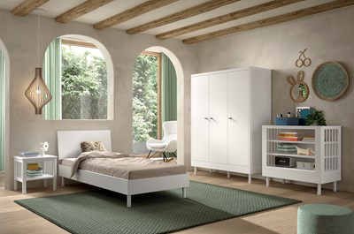 Chambres complètes-Combinaison de chambre d'enfant Forrest Beech 4-hêtre laqué blanc-Vipack-maill-1