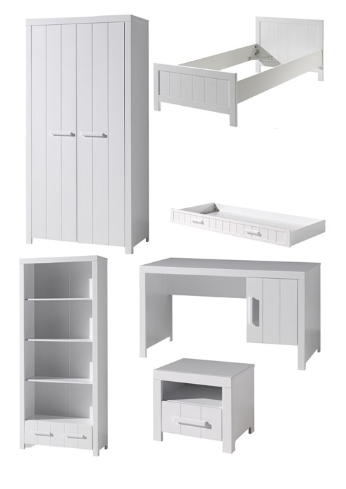 Chambres complètes-Combinaison de chambre d'enfant Erik 9-blanc de la collection erik-Vipack-mail-0