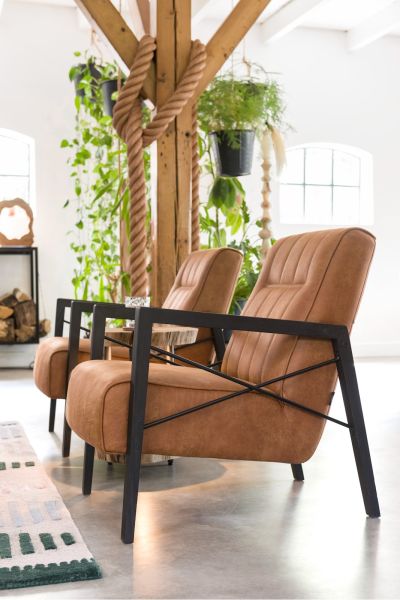 Fauteuils cuir-Northon, fauteuil avec accoudoir en bois vintage clay  white  black-Henders & Haze-27