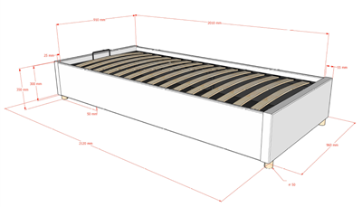 Lit enfant-MOON STORAGE CADRE DE LIT CÔTÉ COURT 90 x 200 cm BOUCLÉ BLANC-Vipack-mailleux-2