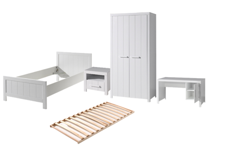 Chambres complètes-Combinaison de chambre d'enfant Erik 4-blanc de la collection erik-Vipack-mail-0