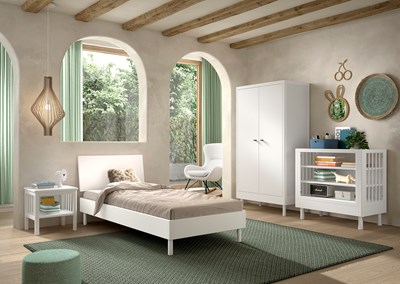 Chambres complètes-Combinaison de chambre d'enfant Forrest Beech 4-hêtre laqué blanc-Vipack-maill-1