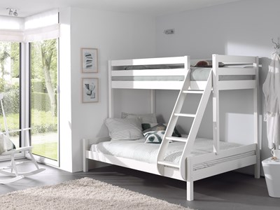 Lit superposé-PINO LIT DE FAMILLE 140 x 200 cm + 90 x 200 cm BLANC-Vipack-mailleux-1