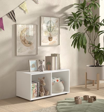 Bibliothèque-PRIMO BIBLIOTHÈQUE POUR LIT MI-HAUTEUR BAS BLANC-Vipack-mailleux-1