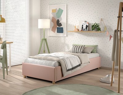 Lit enfant-MOON STORAGE CADRE DE LIT CÔTÉ LONG 90 x 200 cm BOUCLÉ ROSE-Vipack-mailleux-1