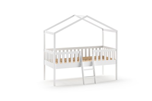 Lit mi-hauteur-DALLAS LIT CABANE AVEC ÉCHELLE 90 x 200 cm BLANC-Vipack-mailleux-0