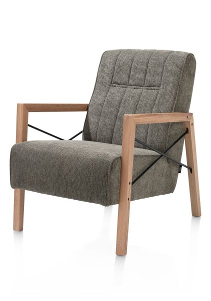 Fauteuils cuir-Northon, fauteuil avec accoudoir en bois vintage clay  white  black-Henders & Haze-0