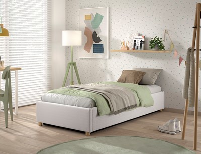 Lit enfant-MOON STORAGE CADRE DE LIT CÔTÉ COURT 90 x 200 cm BOUCLÉ BLANC-Vipack-mailleux-1