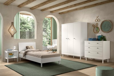 Chambres complètes-Combinaison de chambre d'enfant Forrest Beech 4-hêtre laqué blanc-Vipack-maill-1