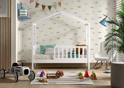 Lit enfant-DALLAS LIT CABANE JUNIOR 70 x 140 cm BLANC-Vipack-mailleux-1