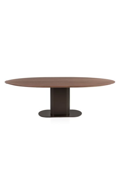 Tables de salle à manger-Brianza, table 240 x 100 cm - placage de noyer - steelbrown-Xooon-maille-0