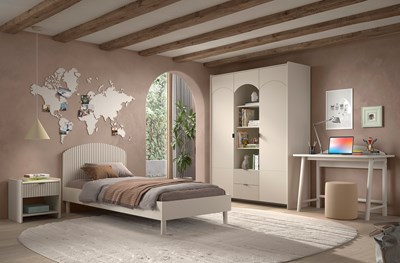 Chambres complètes-Combinaison de chambre d'enfant Lux 4-coloris clay-Vipack-mailleux-1
