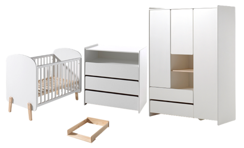 Chambres complètes-Combinaison de chambre d'enfant Kiddy blanc-Vipack-mailleux-0