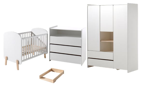 Chambres complètes-Combinaison de chambre d'enfant Kiddy blanc-Vipack-mailleux-0