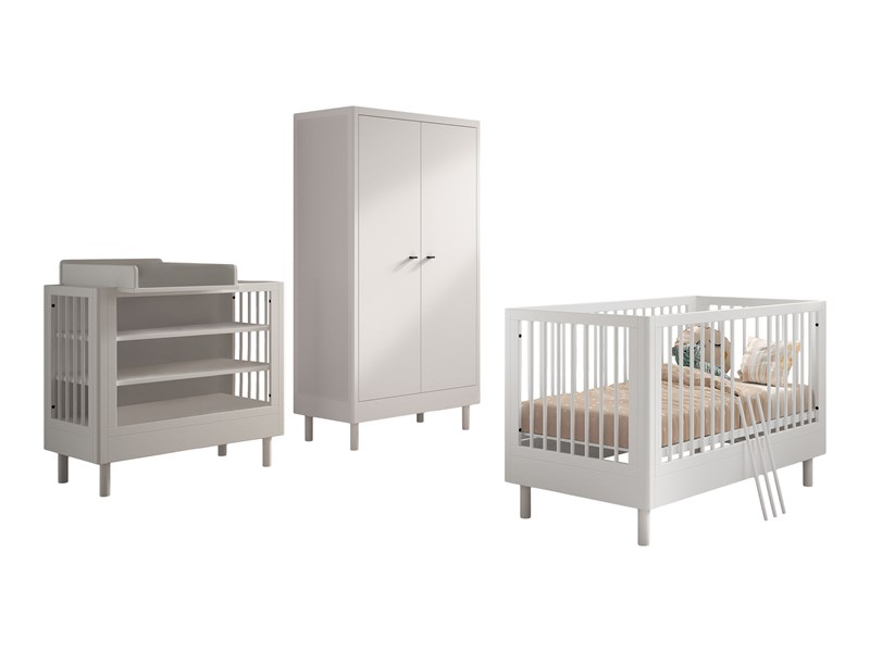Chambres complètes-Combinaison de chambre d'enfant Forrest Beech 4-hêtre laqué blanc-Vipack-maill-0