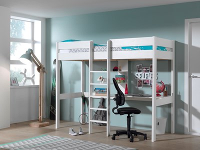 Lit mezzanine-PINO LIT MEZZANINE SANS FAUTEUIL 90 x 200 cm BLANC-Vipack-mailleux-1