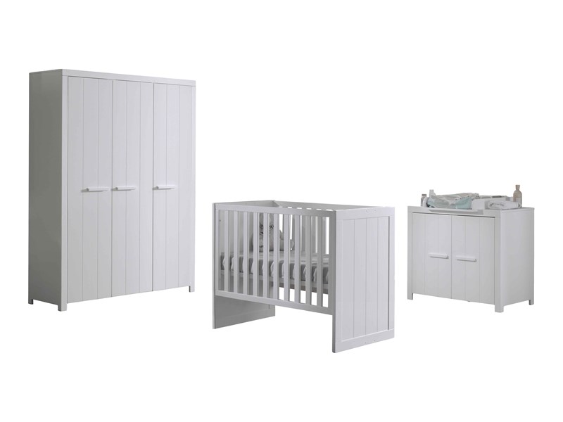Chambres complètes-Combinaison de chambre d'enfant Erik blanc-Vipack-mailleux-0