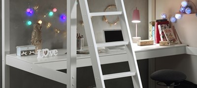 Bureau-PINO BUREAU POUR LIT MEZZANINE 90140 cm BLANC-Vipack-mailleux-1