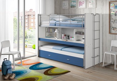 Lit superposé-BONNY LIT SUPERPOSÉ (80) 90 x 200 cm BLEU-Vipack-mailleux-1