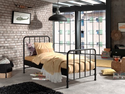 Chambres complètes-Combinaison de chambre d'enfant Bronxx noir-Vipack-mailleux-7