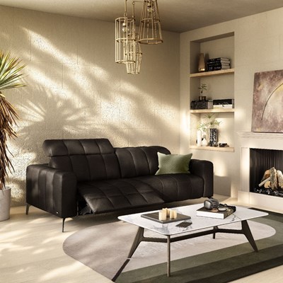 Canapé relax en cuir Natuzzi Editions dans un salon chaleureux