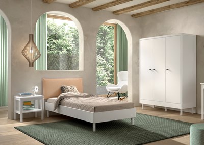 Chambres complètes-Combinaison de chambre d'enfant Forrest Beech 4-hêtre laqué blanc-Vipack-maill-1
