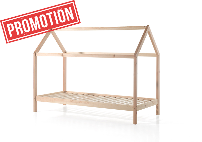 Lit enfant-DALLAS LIT CABANE 90 x 200 cm NATUREL-Vipack-mailleux-0