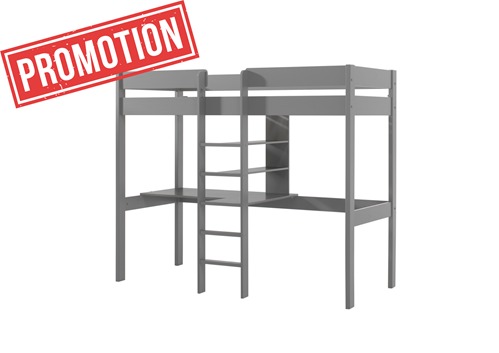 Lit mezzanine-PINO LIT MEZZANINE SANS FAUTEUIL 90 x 200 cm GRIS-Vipack-mailleux-0