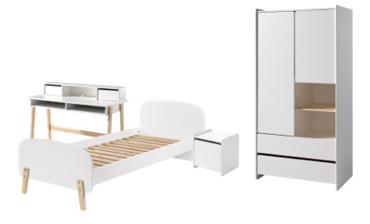 Chambres complètes-Combinaison de chambre d'enfant Kiddy 3-blanc-Vipack-mailleux-0