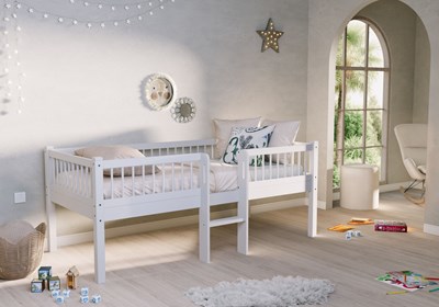Lit mi-hauteur-FORREST LIT MI-HAUTEUR BAS AVEC ÉCHELLE 90 x 200 cm HÊTRE BLANC-Vipack-mailleux-1