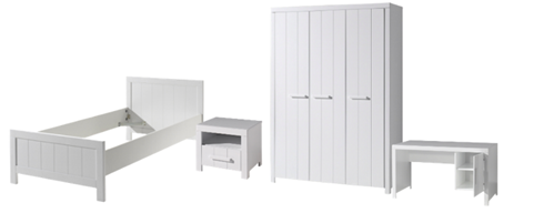 Chambres complètes-Combinaison de chambre d'enfant Erik 5-blanc de la collection erik-Vipack-mail-0