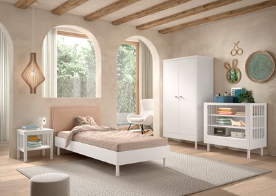 Chambres complètes-Combinaison de chambre d'enfant Forrest Beech 4-hêtre laqué blanc-Vipack-maill-1