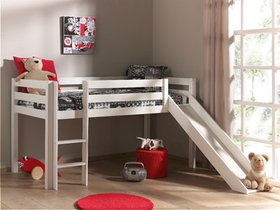 Lit mi-hauteur-PINO LIT MI-HAUTEUR AVEC TOBOGGAN 90 x 200 cm BLANC-Vipack-mailleux-1