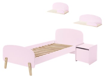 Chambres complètes-Combinaison de chambre d'enfant Kiddy 3-rose-Vipack-mailleux-0
