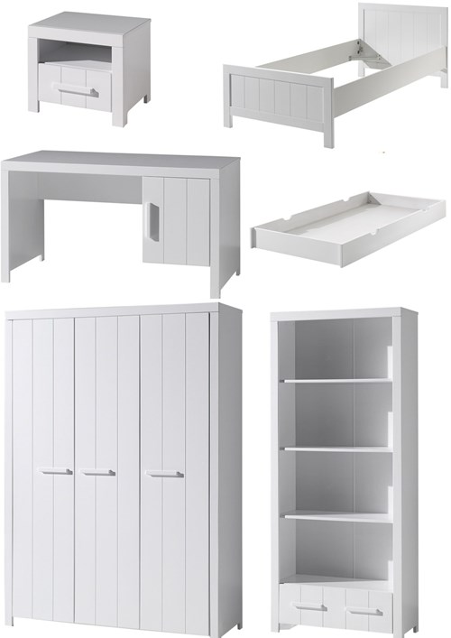 Chambres complètes-Combinaison de chambre d'enfant Erik 8-blanc de la collection erik-Vipack-mail-0