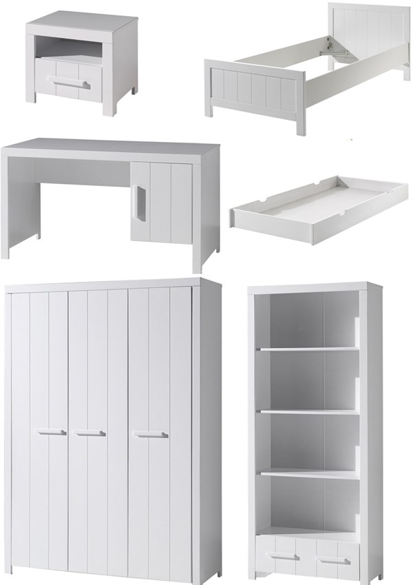 Chambres complètes-Combinaison de chambre d'enfant Erik 8-blanc de la collection erik-Vipack-mail-0