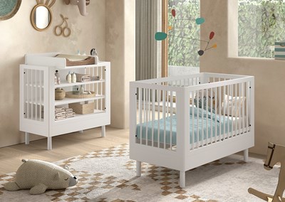 Chambres complètes-Combinaison de chambre d'enfant Forrest Beech 4-hêtre laqué blanc-Vipack-maill-1