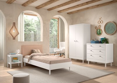 Chambres complètes-Combinaison de chambre d'enfant Forrest Beech 4-hêtre laqué blanc-Vipack-maill-1