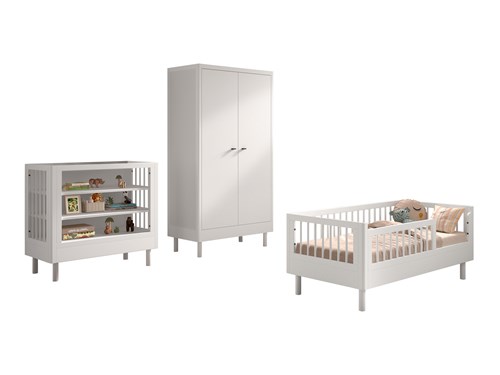 Chambres complètes-Combinaison de chambre d'enfant Forrest Beech 7-hêtre laqué blanc-Vipack-maill-0