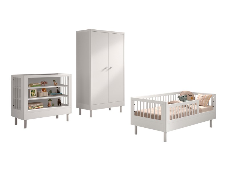 Chambres complètes-Combinaison de chambre d'enfant Forrest Beech 7-hêtre laqué blanc-Vipack-maill-0