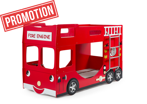 Lit superposé-CARBEDS FIRE TRUCK LIT SUPERPOSÉ 90 x 200 cm ROUGE-Vipack-mailleux-0