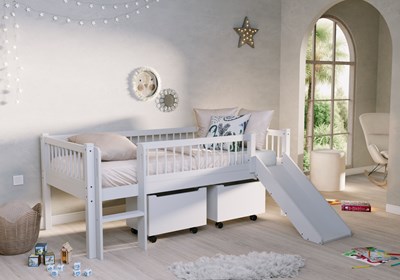 Chambres complètes-Combinaison de chambre d'enfant Forrest Beech hêtre laqué blanc-Vipack-mailleu-1