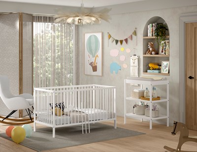 Chambres complètes-Combinaison de chambre d'enfant Dino blanc-Vipack-mailleux-1