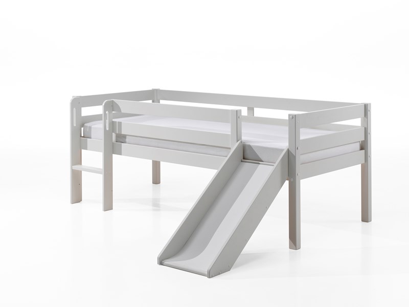 Lit mi-hauteur-PINO LIT MI-HAUTEUR BAS AVEC TOBOGGAN 90 x 200 cm BLANC-Vipack-mailleux-0