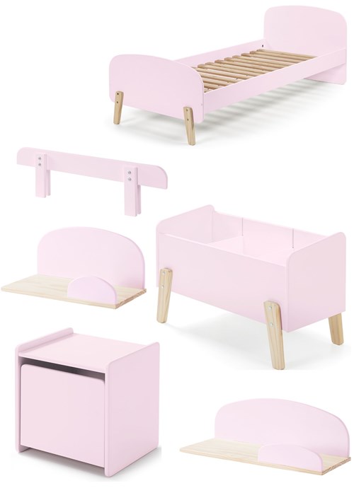 Chambres complètes-Combinaison de chambre d'enfant Kiddy 3-rose-Vipack-mailleux-0