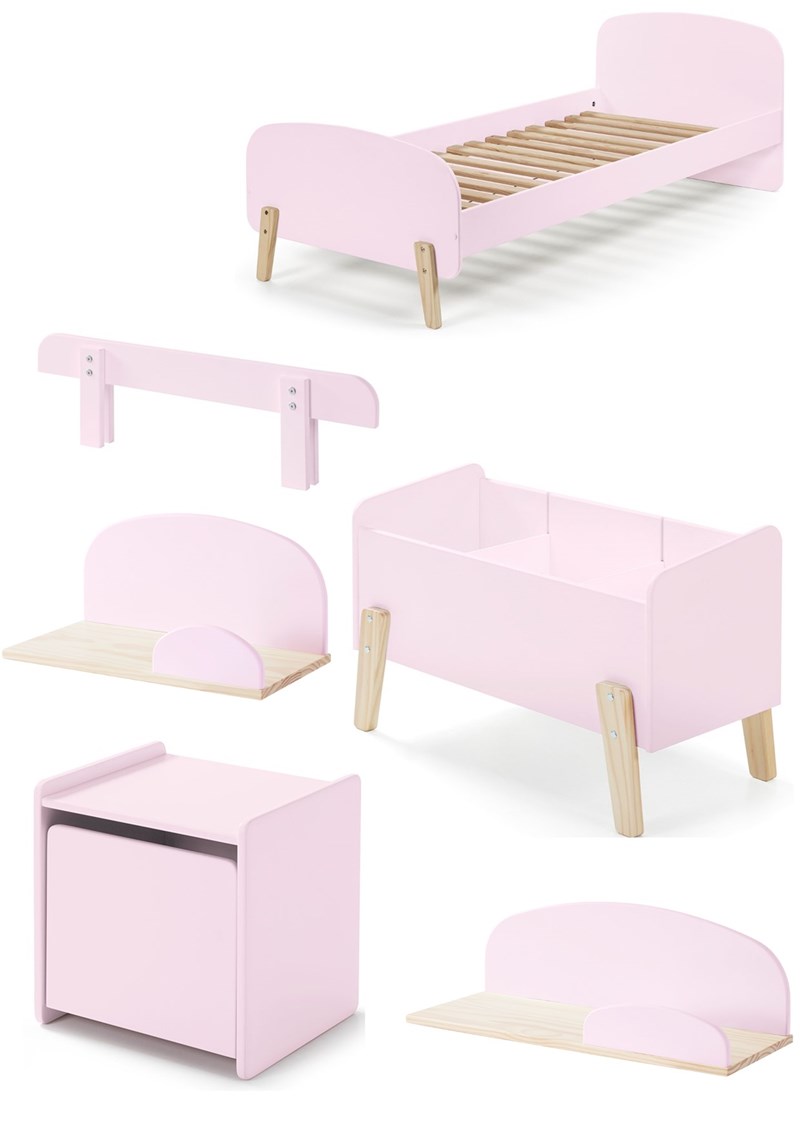 Chambres complètes-Combinaison de chambre d'enfant Kiddy 3-rose-Vipack-mailleux-0